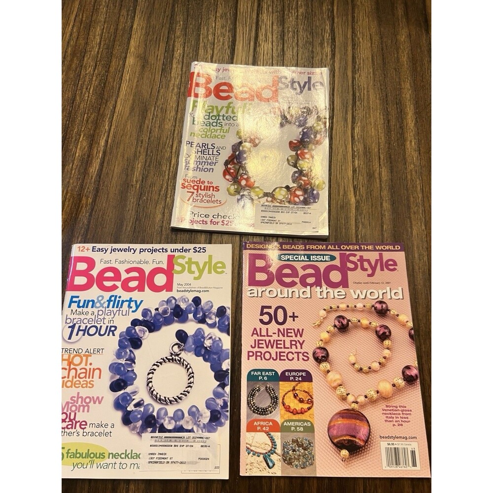 Magazine Lot BeadStyle May & July 2004 February 2007 jewelry Making Crafts bead